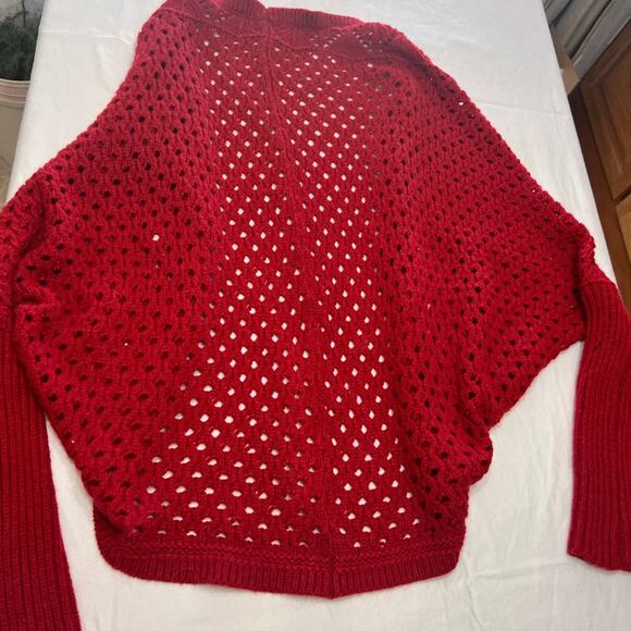 Woman’s Red Sweater Cardigan by R&B - Picture 2 of 6